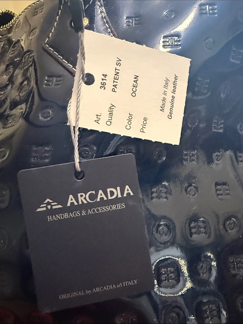 Arcadia Glossy Patent Satchel in Deep Navy